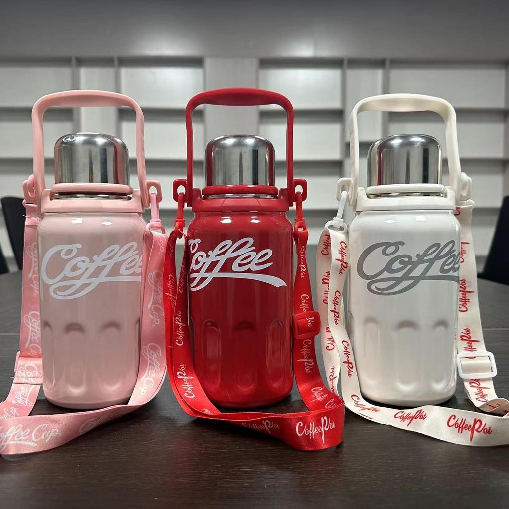High-Capacity 316 Stainless Steel Thermos Cup, Coca-Cola Style, Portable Sports Water Bottle for Men & Women.