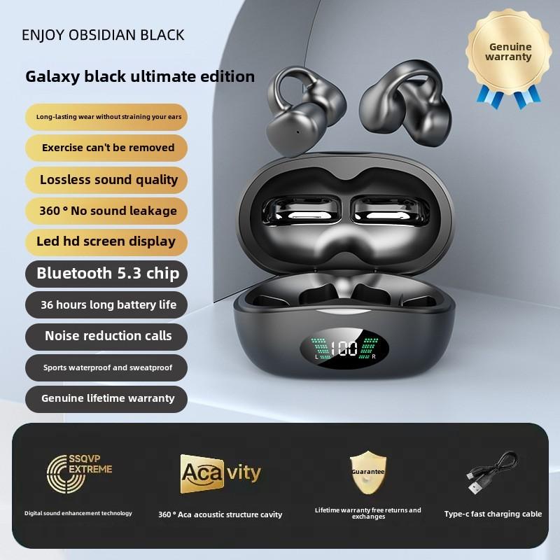 

Наушники-клипсы Bluetooth 5.3 Earless Tws спортивные наушники с костной проводимостью беспроводные Bluetooth чёрный