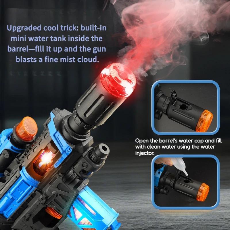 Realistic Electric Toy Gun Mist Spray Vibration Blaster with LED Light Sound Music Effects Role Play Toy Birthday Gift for Teens