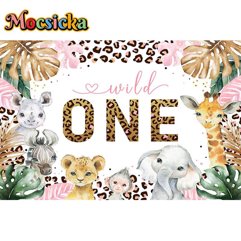 Mocsicka Safari Birthday Party Photography Background Forest Jungle Baby Shower Children Customized Photo Backdrop Banner