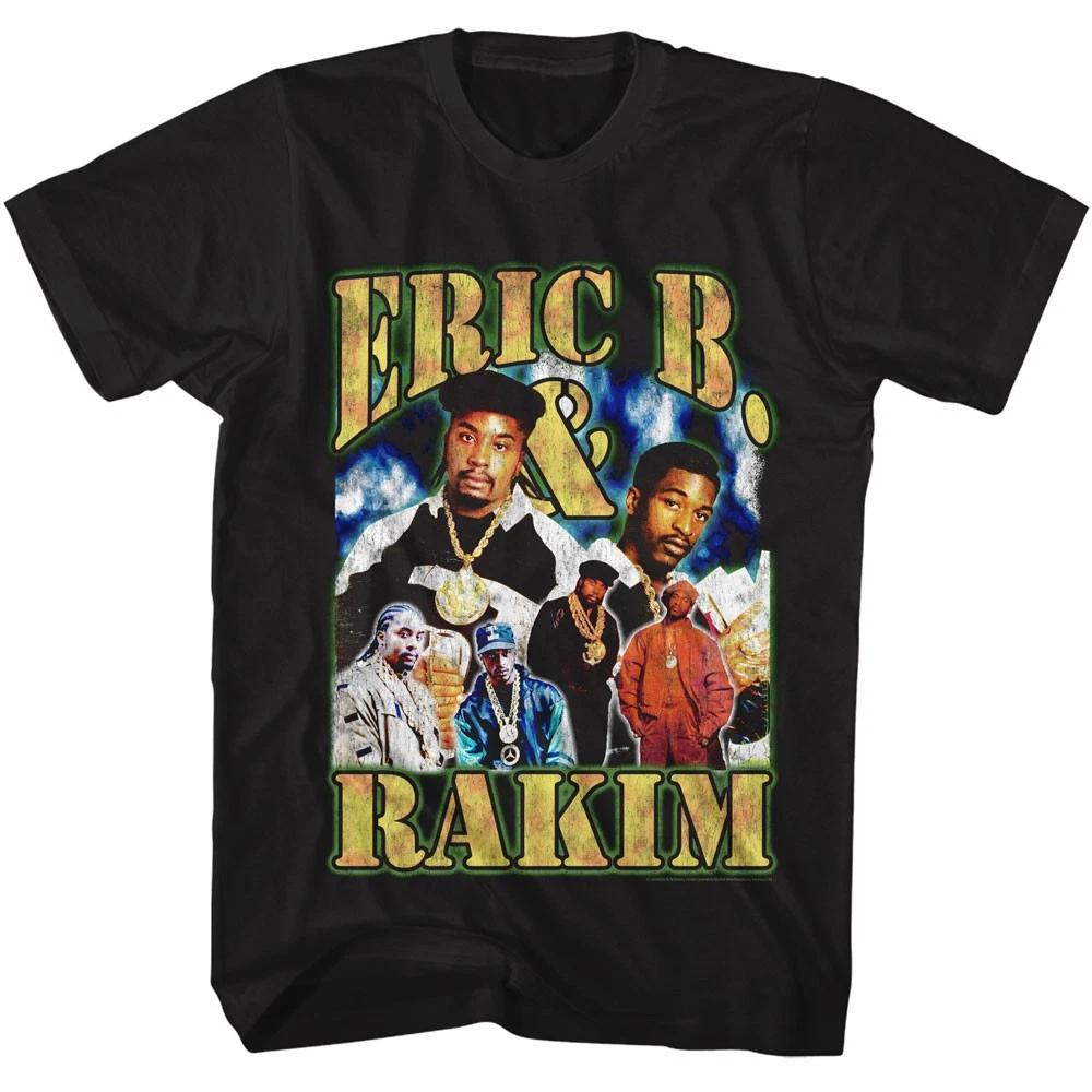 

Eric B & Rakim Group Collage Photo Gold Letters Hip Hop Rap Music Men s T shirt 4XL
