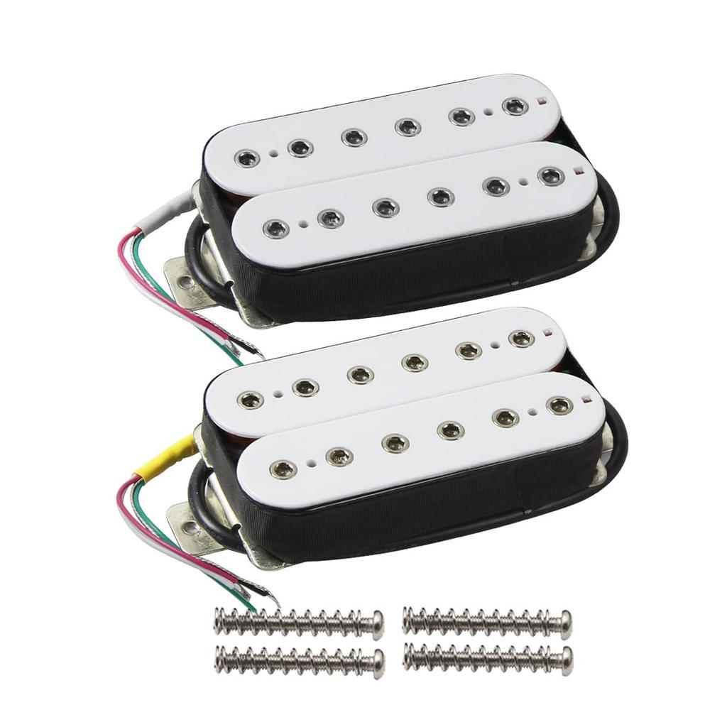 FLEOR Alnico 5 Electric Guitar Humbucker Pickups, Neck and Bridge Pickups (14-15K), White