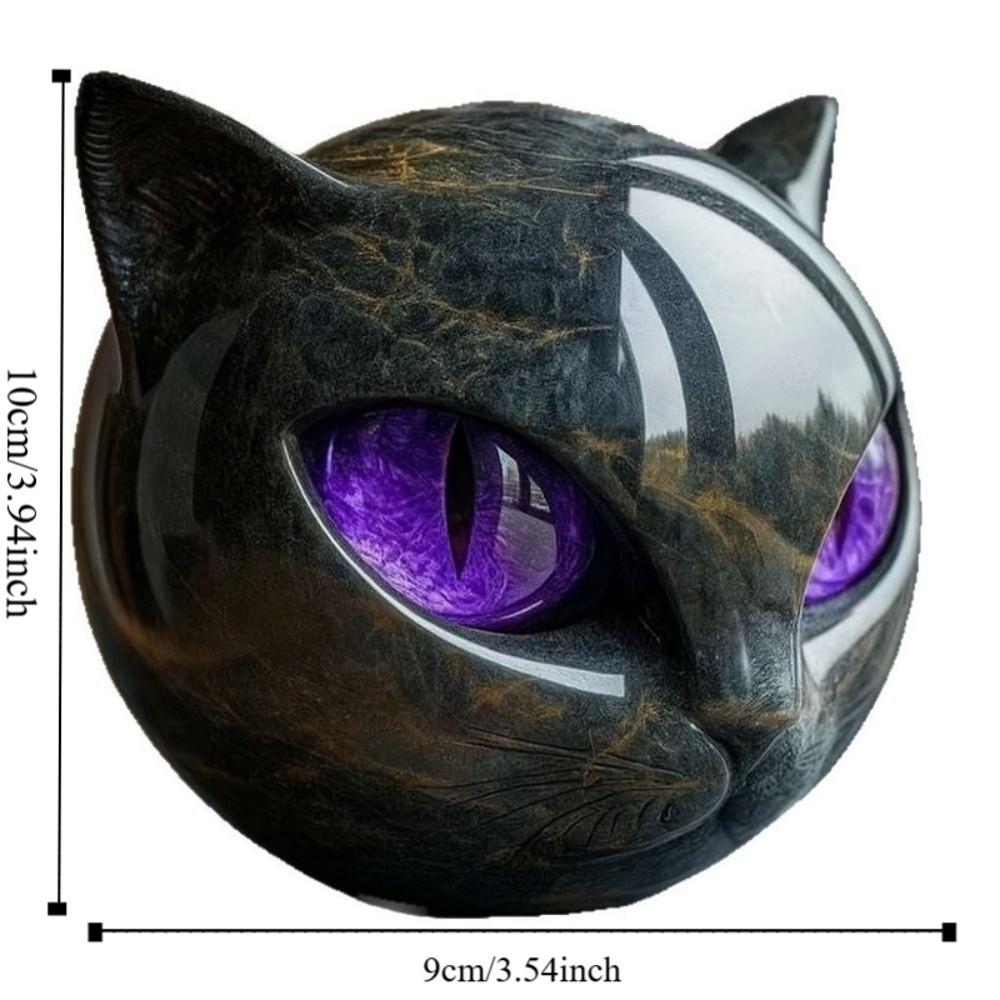 Amber Eyes Resin Stone Sculpture Resin Luxury Marble Texture Hand-Carved Cat Stone Bookshelf Decor