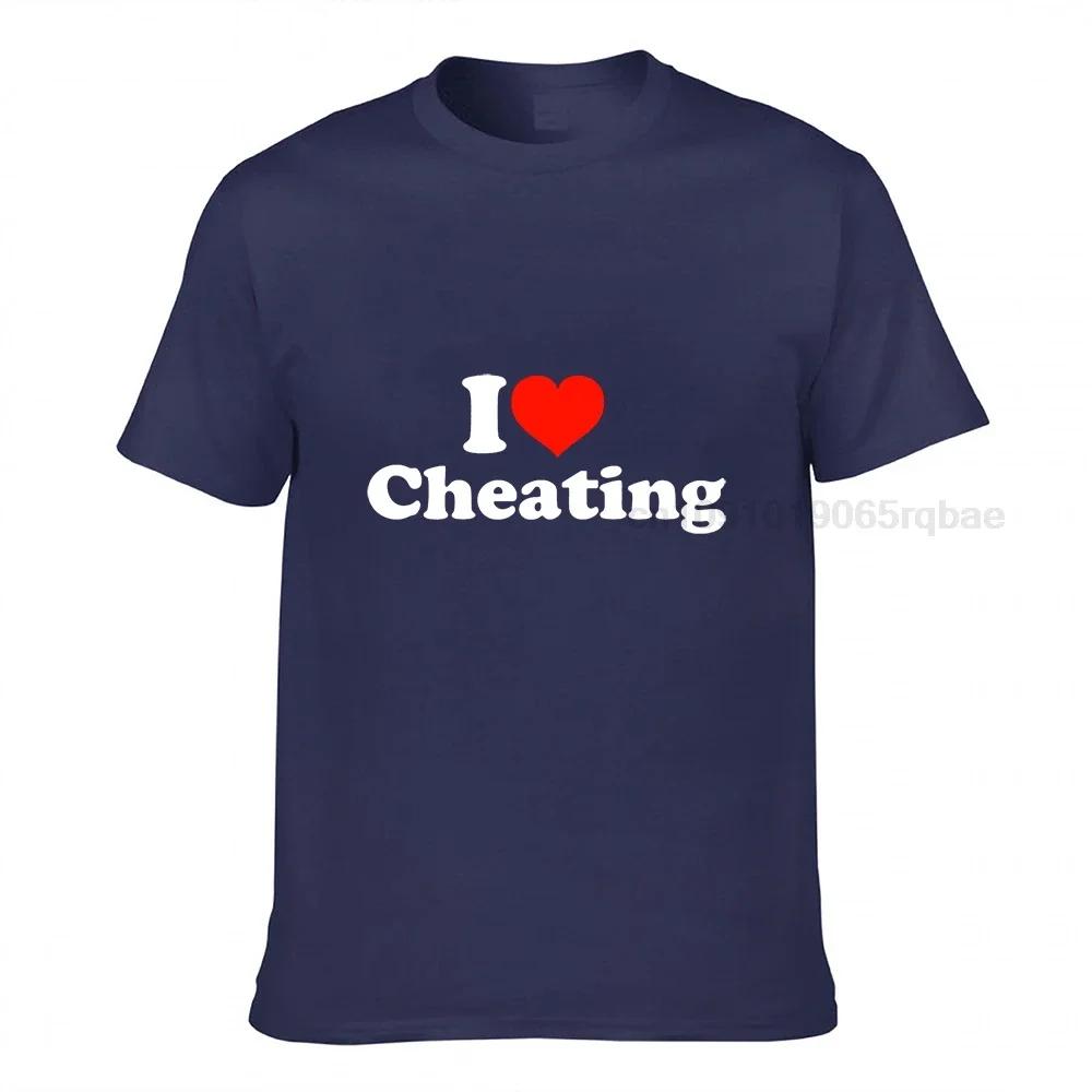 I Love Cheating Unisex Letters T Shirts Heart Graphic Unisex Print Tee Shirts Plus Size Pure Cotton Crew Neck Unisex Tops Shirts