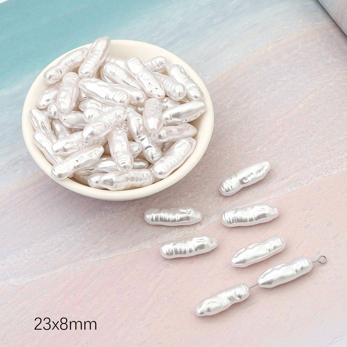 

Геометрическая форма имитация жемчуга из АБС-пластика, бусины с прямым отверстием, браслет «сделай сам», ювелирные аксессуары 23x8mm 10pcs белый