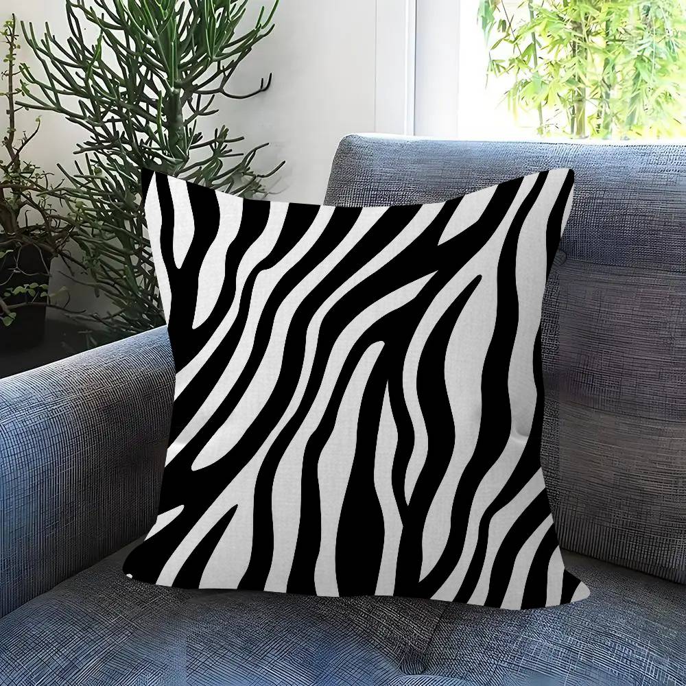 Abstract Line Black and White Zebra Cushion Cover Inches Farmhouse Decor Home Throw Pillow Covers for Couch Decorations