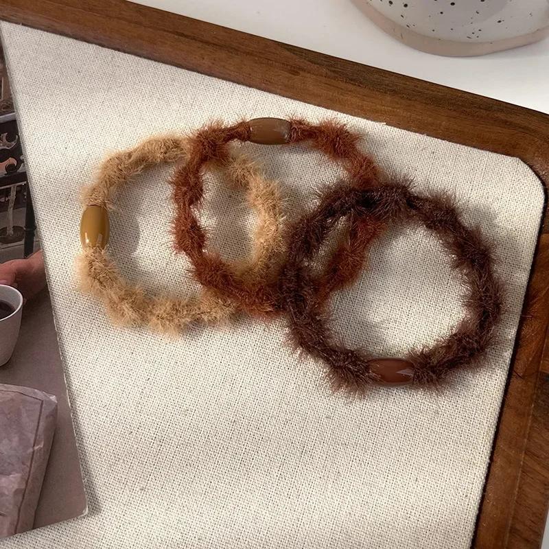 3 stk/sett Elastiske hårbånd for kvinner Gummistrikker Enkle ensfargede hårstrikker Hårtilbehør