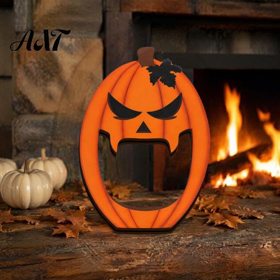 Halloween Desktop Ornament Decor Wooden BOO Ornaments for Tabletop Tiered Tray Decor, Solid Wood Signs Creative Letter Decorations Festive Holiday