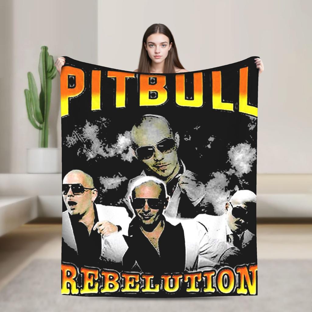 Pitbull Mr. Weltweit Flanelldecke Winter Mr Worldwide Weiche Überwurfdecke Mädchen Jungen Outdoor Neuheit Bettdecke Sofa Bettbezug