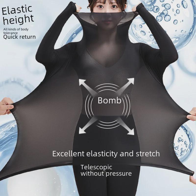 High Collar Hyaluronic Acid Moisturizing Women's Suit for Autumn/Winter - Ultra-Thin & Invisible Warm Base Layer.