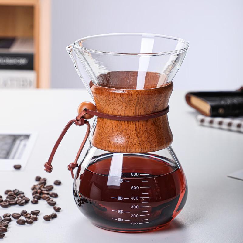 TLXT Glass Coffee Server with Wood Accents