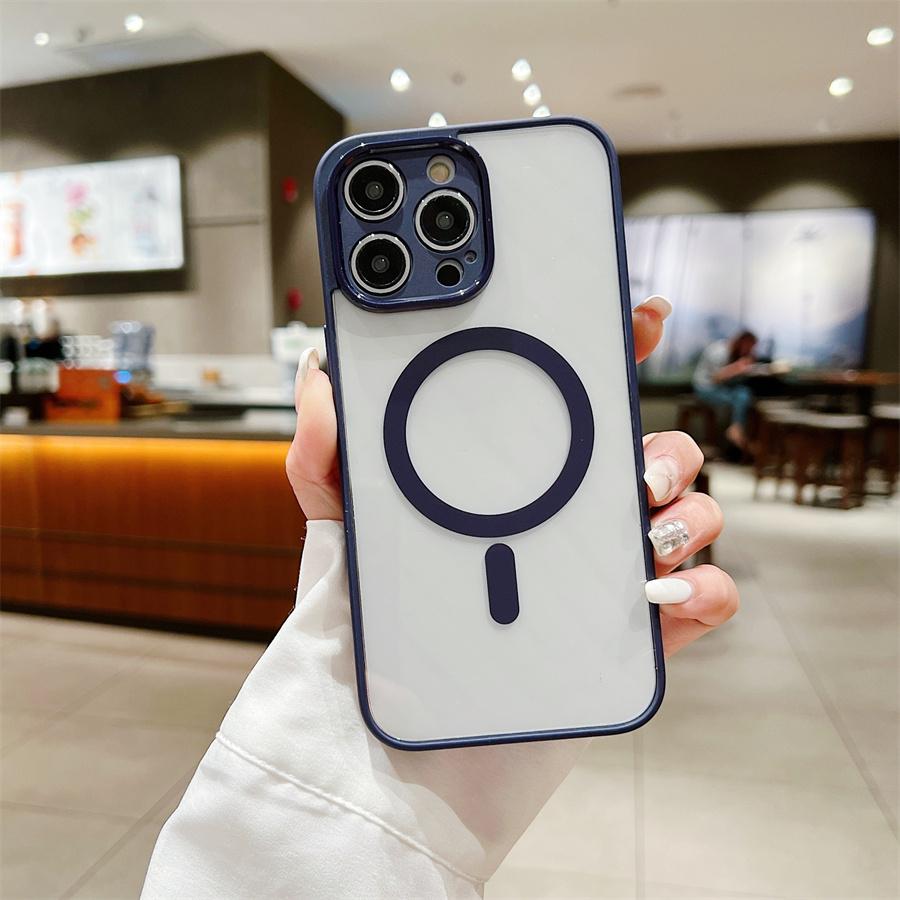 

Противоударный магнитный чехол для телефона iPhone 16 15 14 13 12 11 Pro Max матовая рамка из поликарбоната с защитой задней камеры бампер мягкий чехол из ТПУ силикона чехол iPhone 16 Plus фиолетовый