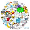 56/112 Pcs Weather Cartoon PET Transparent Fun Stickers for Stationery Box Suitcase Fridge Drawer Cup Phone Laptop