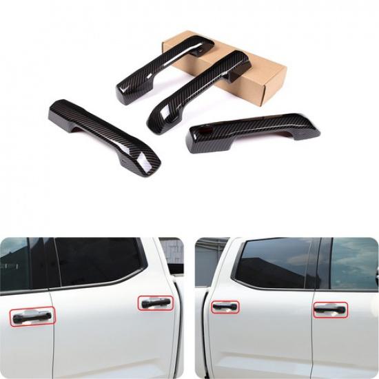 ABS Carbon Fiber Exterior Door Handle Decor Cover Trim for Toyota Tundra -24
