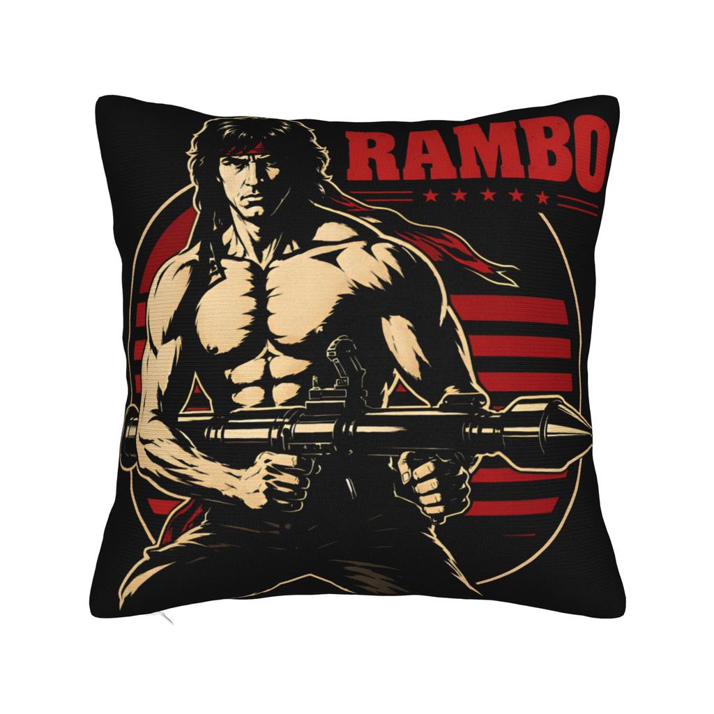 John Rambo Movie Classic Red Text Logo Pillowcases Novelty Pillow Case For Living Room Sofa Comfy Pillow Cover