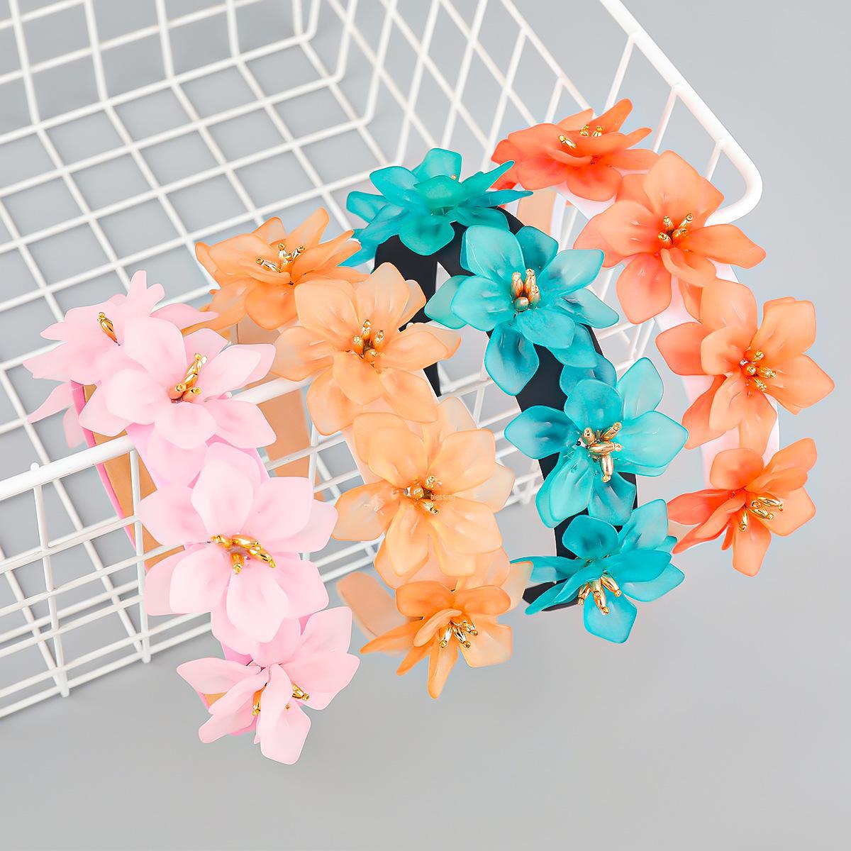 

Spring Floral Resin Wide-Brimmed Headband for Trendy Ladies оранжевый