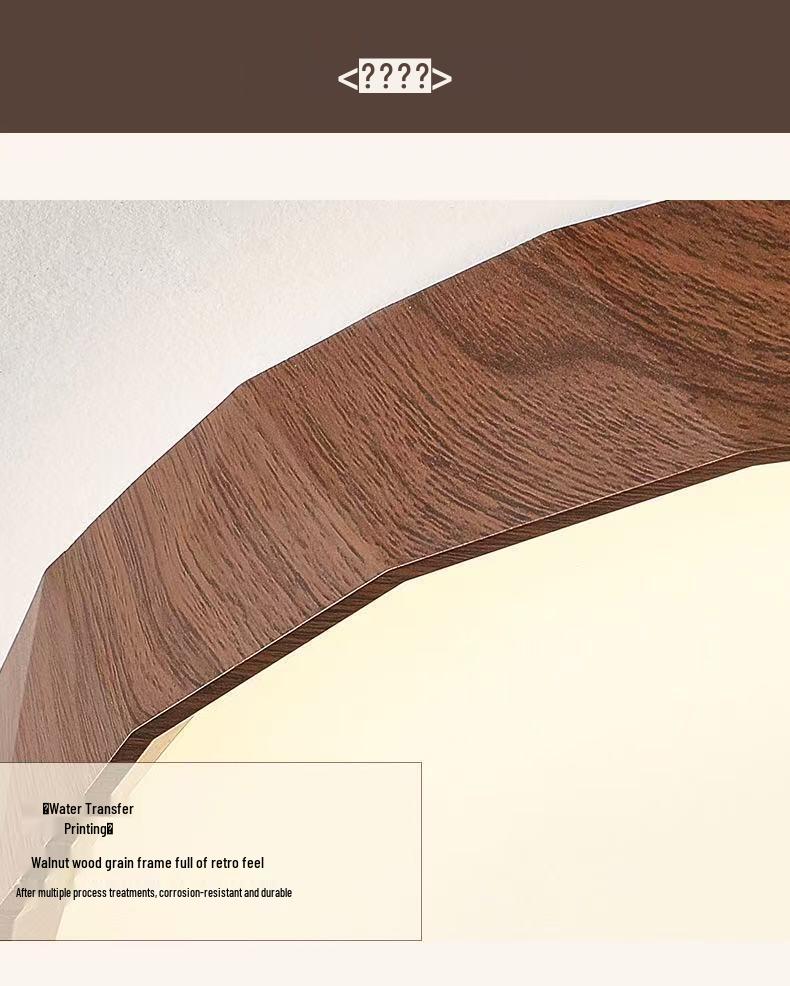 Mid-Century Ultra-Thin Walnut Grain Ceiling Light for Living Room & Bedroom