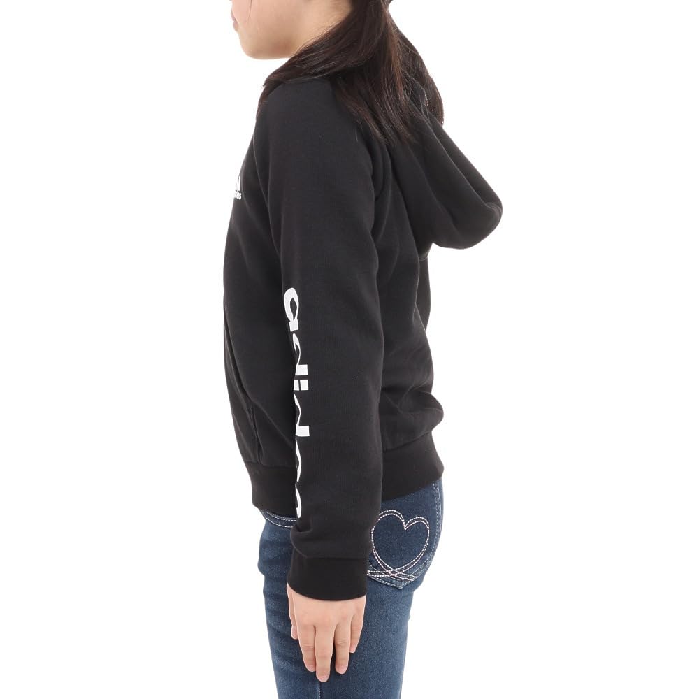 Adidas Essentials Linear Logo Hoodie ECK51 J130 Kids' Full-Zip Black/White (IC3584)