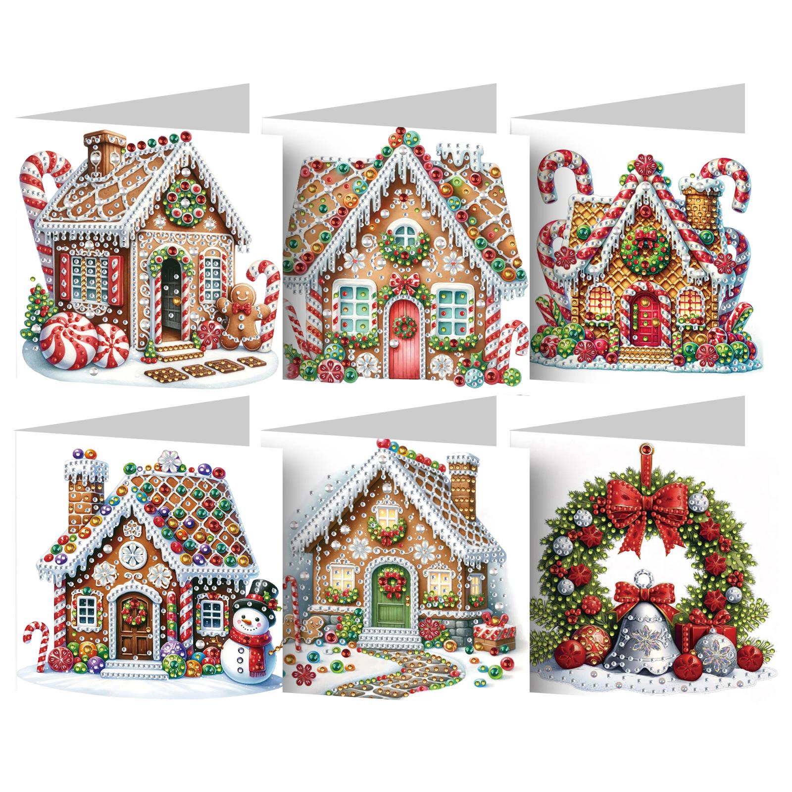 

6 ШТ. Сделай сам Алмазная живопись Поздравительные открытки Рождественские дизайны Алмазная живопись Открытки ручной работы для Рождества, Дней рождения, Дня благодарения и Особых случаев