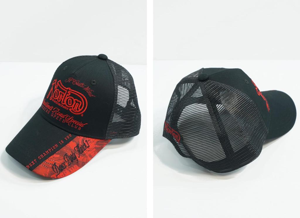 Norton Camo Twill Mesh Cap with Embroidered Logo Free Men's (251n8701) (JP, Alphabet, Size, Black)