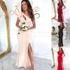 Women's Evening Dress Sexy Off-shoulder Slit Solid Color Elegant Red Party Black Simple Long Dress for Female