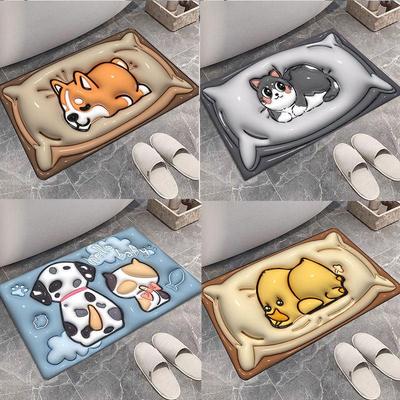 Expandable Cartoon Diatomaceous Floor Mat: Quick-Drying, Water-Absorbent, Anti-Slip, Easy To Clean for Bathroom and Entrance.