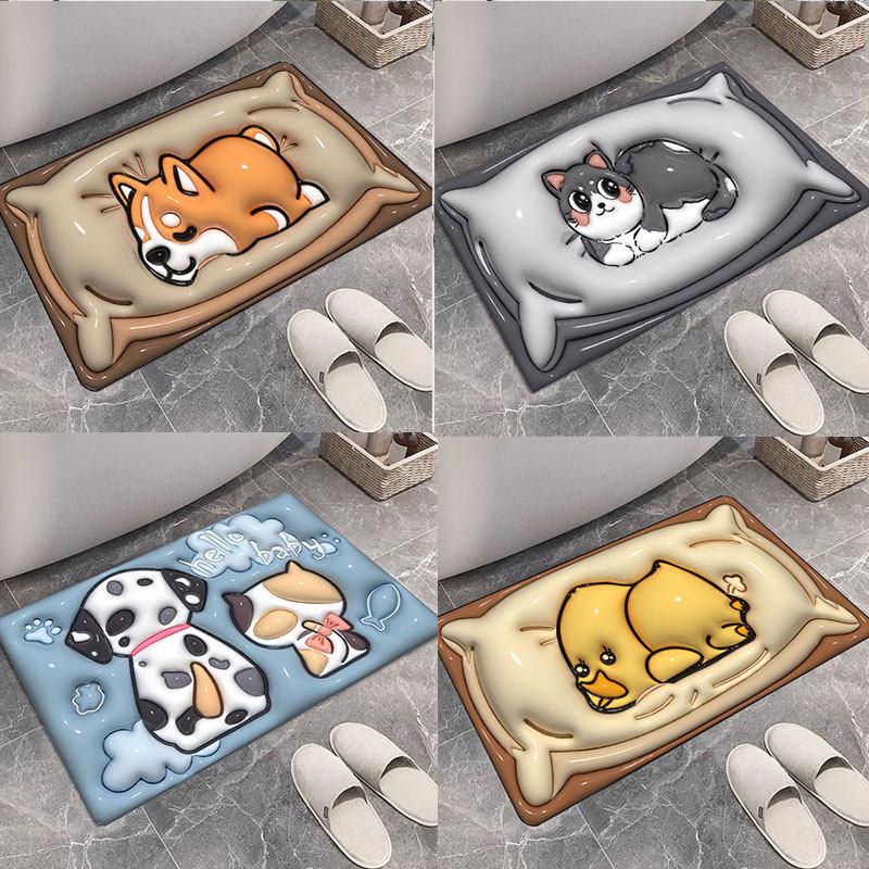 Expandable Cartoon Diatomaceous Floor Mat: Quick-Drying, Water-Absorbent, Anti-Slip, Easy to Clean for Bathroom and Entrance.