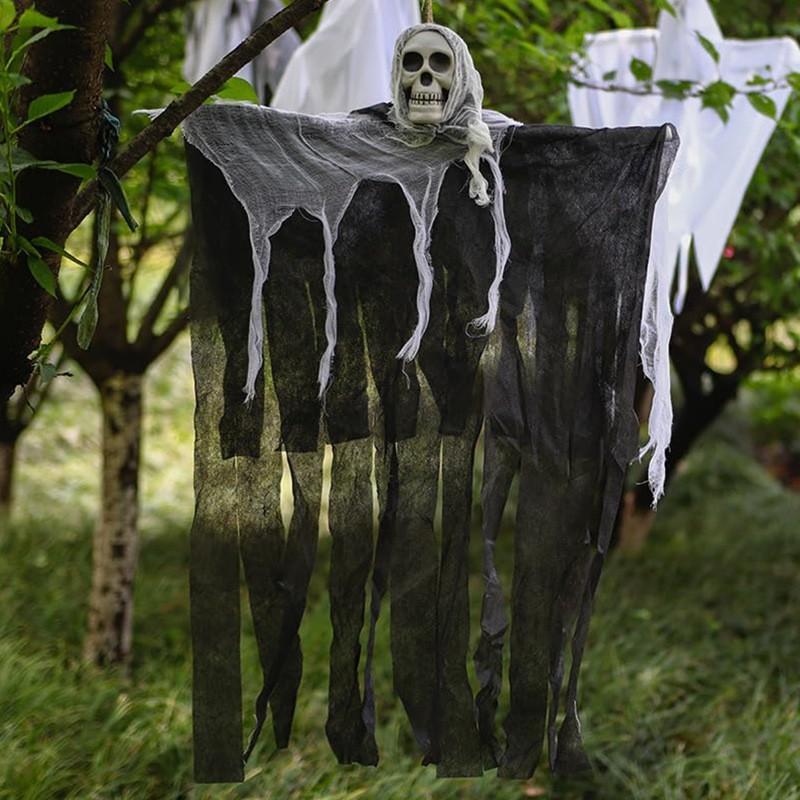 Halloween Hanging Skeleton Ghost Decor Outdoor Scary Prop Haunted House Escape Room Door Decoration