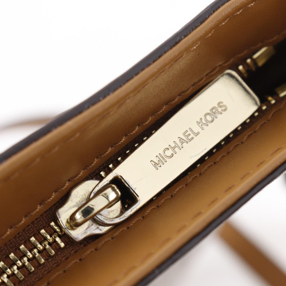 Michael Kors Connie Shoulder Bag Signature White/Brown PVC Women Used