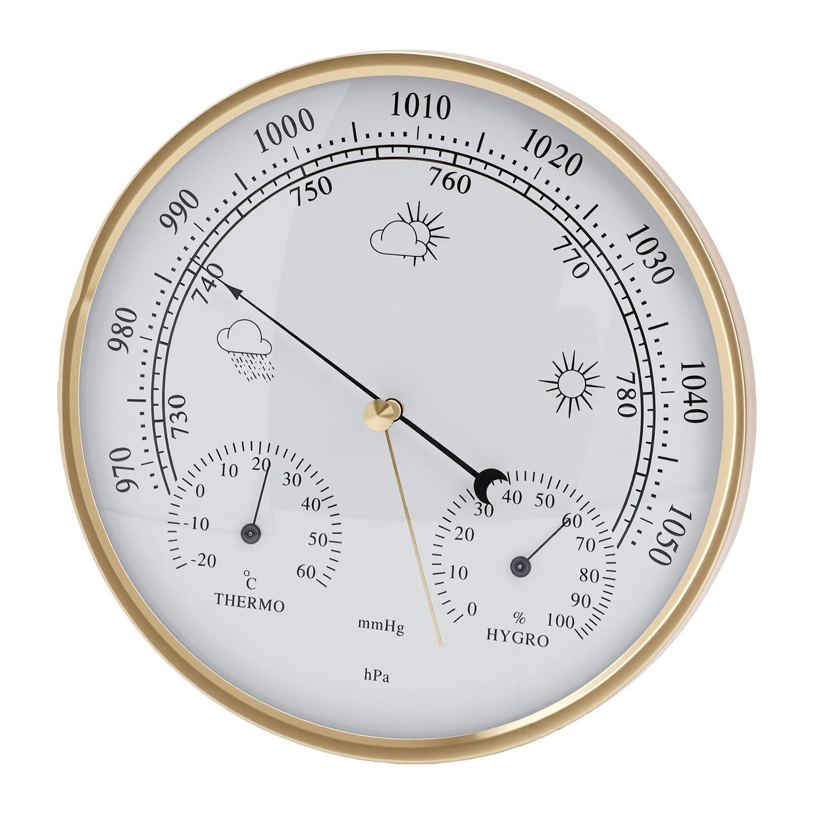 180mm Wandmontage Thermometer Hygrometer Barometer Makkelijk Af te Lezen Barometer met Temperatuur en Vochtigheid gray