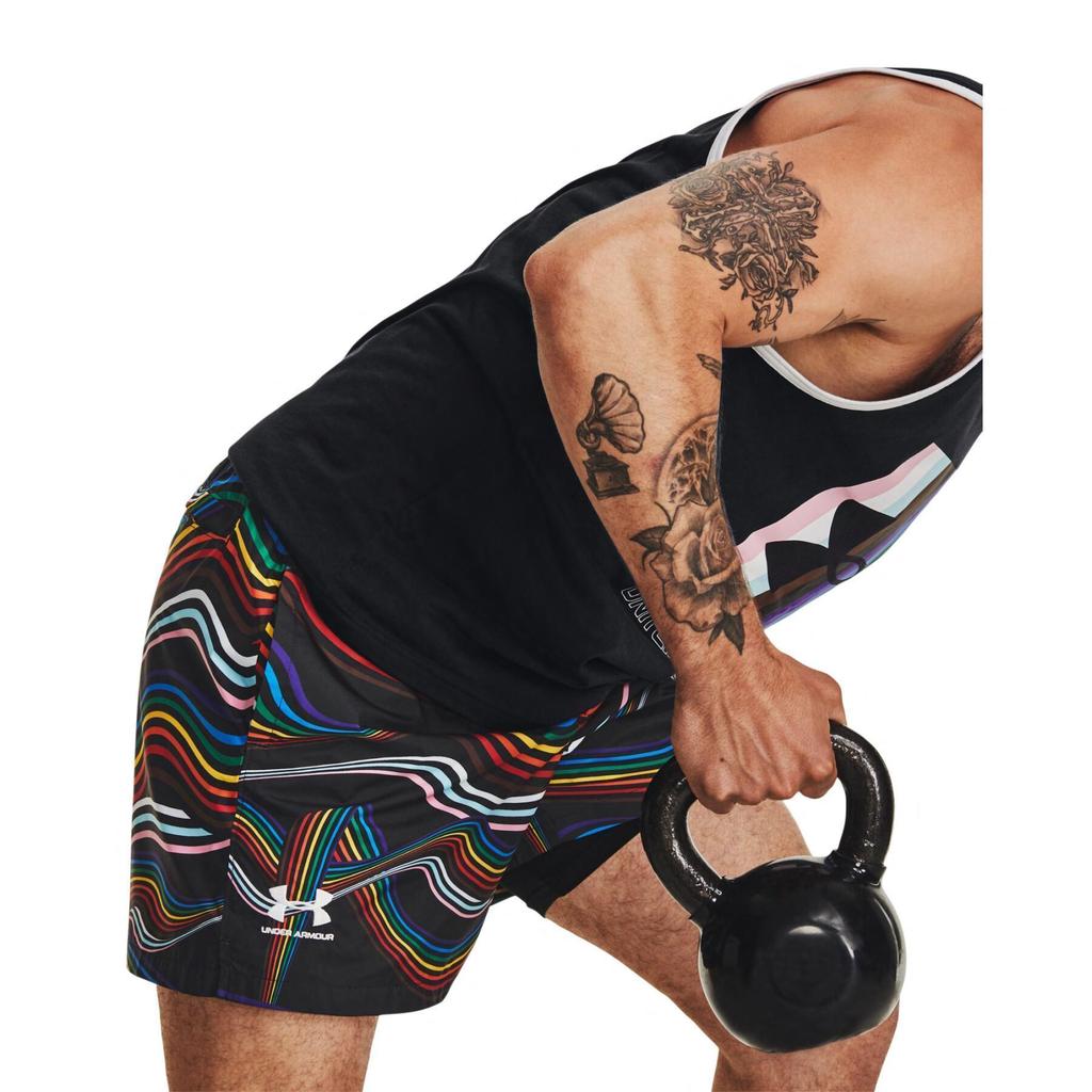 Under Armour Full Print Straight Leg Casual Shorts Men Shorts Black 1379008-001