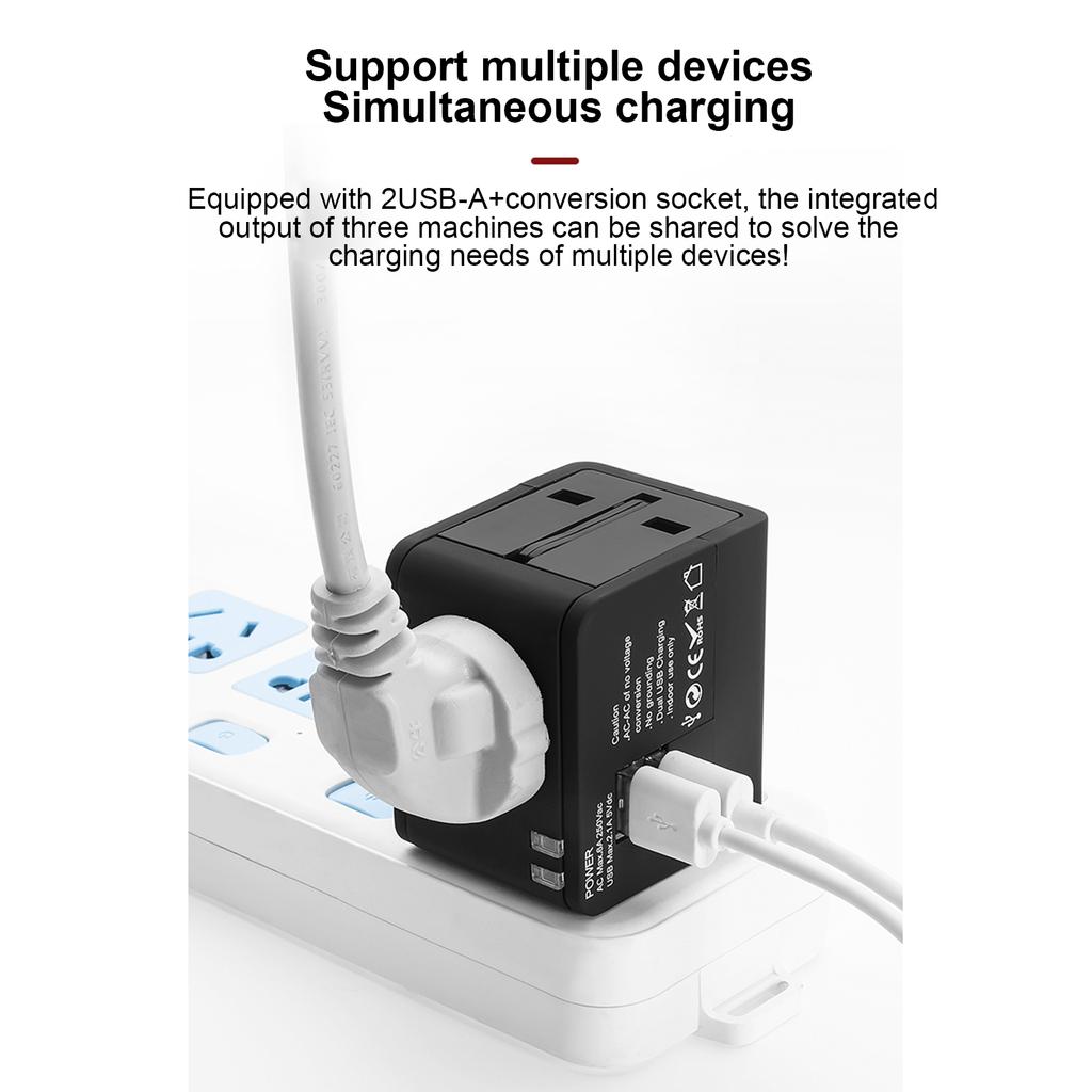 Universal Worldwide Phone Charger Travel Wall AC Power Plug Adapter All In One with Dual USB