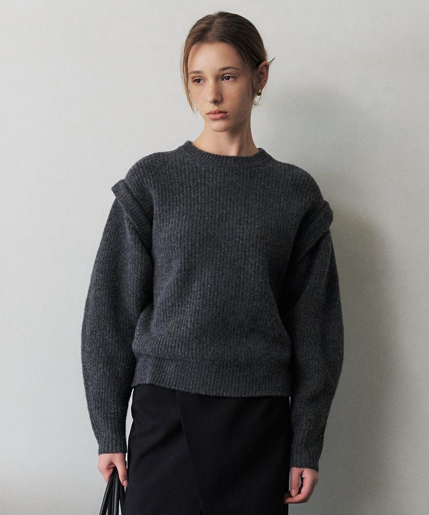 ARTID Merino Wool Sleeve Point Knit_Charcoal