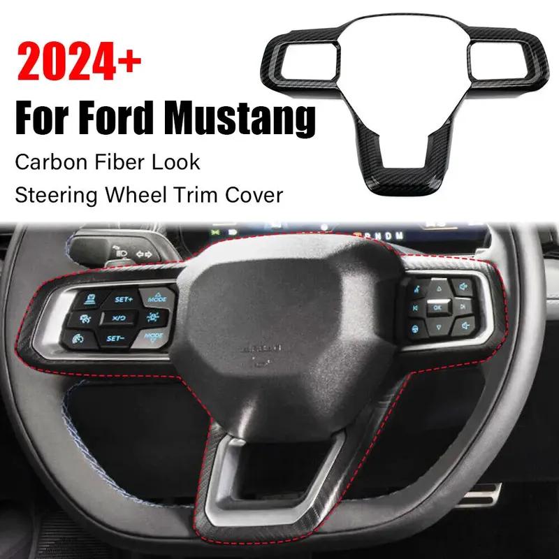 

For Ford Mustang 2024+ ABS Carbon Fiber Styling Car Interior Steering Wheel Trim Cover Button Switch Molding Accessories