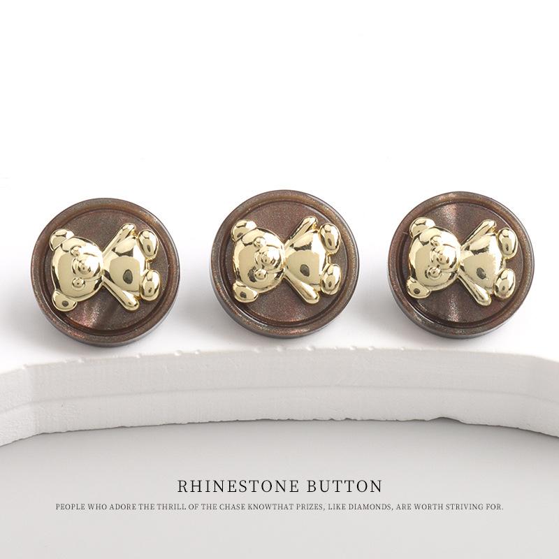

5pcs Resin Metal Double Spell Shirt Button High-End Spring And Summer Shirt Sweater Cardigan Color Button Button Accessories 11mm6 #coffee color
