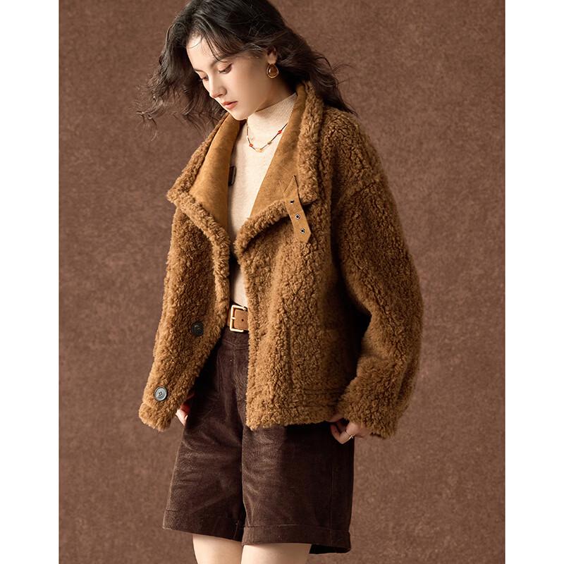 Wudao Women's Reversible Suede Lamb Wool Coat