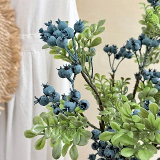 Yousheng Künstlicher Beerenzweig Realistischer Falscher Blaubeerzweig mit Blättern Stiel mit Früchten Vasenfüller für Zuhause Büro Hochzeit Party Küchen Dekoration