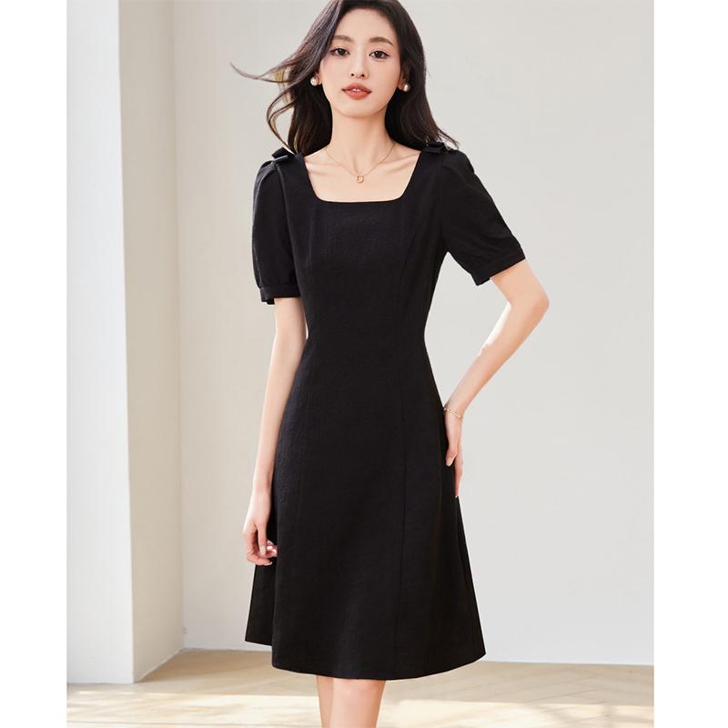[Shrinking Waist To Show Slim Black Dress] 2025 Summer Temperament High-end Commuting Elegant Design Dress for Women