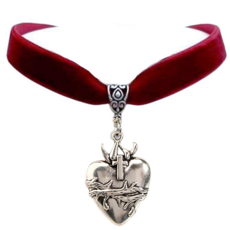 Black Velvet Heartshaped Necklace Alloy Pendant For Women Summer Fashion Accessory