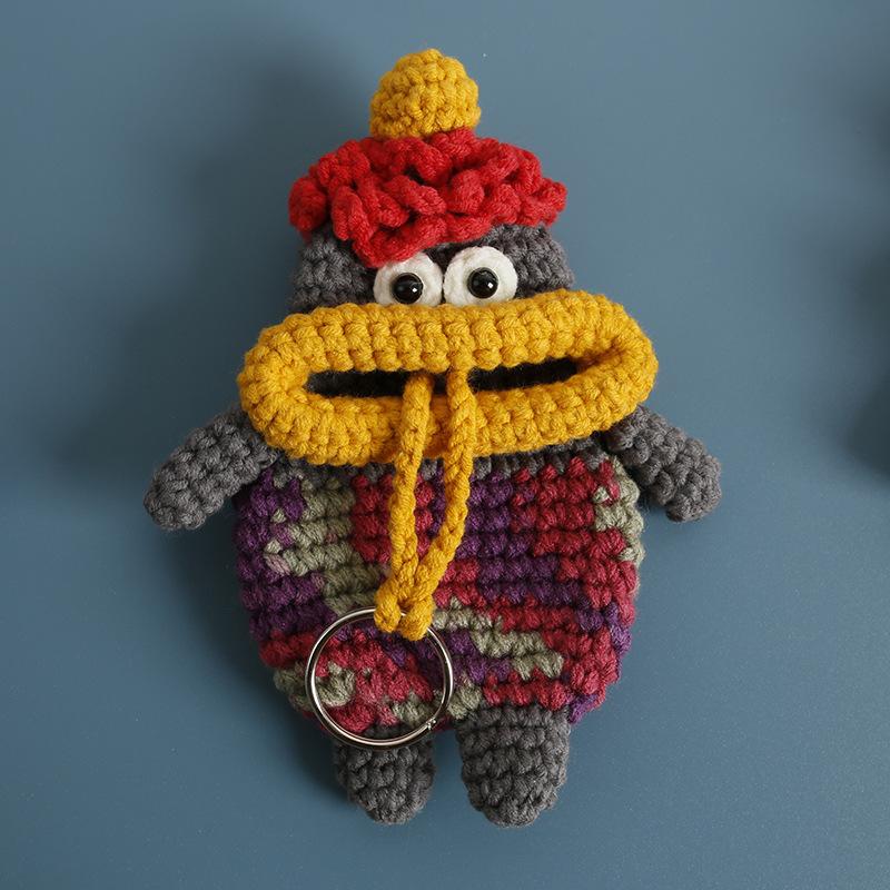 Funny Sausage Mouth Doll Series Crochet Bag Keychain For Car Keys Holder Knitting Doll Keyrings For Key Storage Custom Accessory