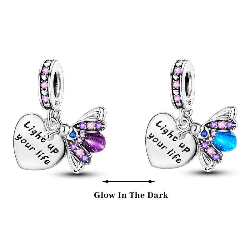 Copper Color Fireflies Bees Stars Turtles Luminous Charms Beads Fit 3Mm Original Bracelets Diy Jewelry Gift