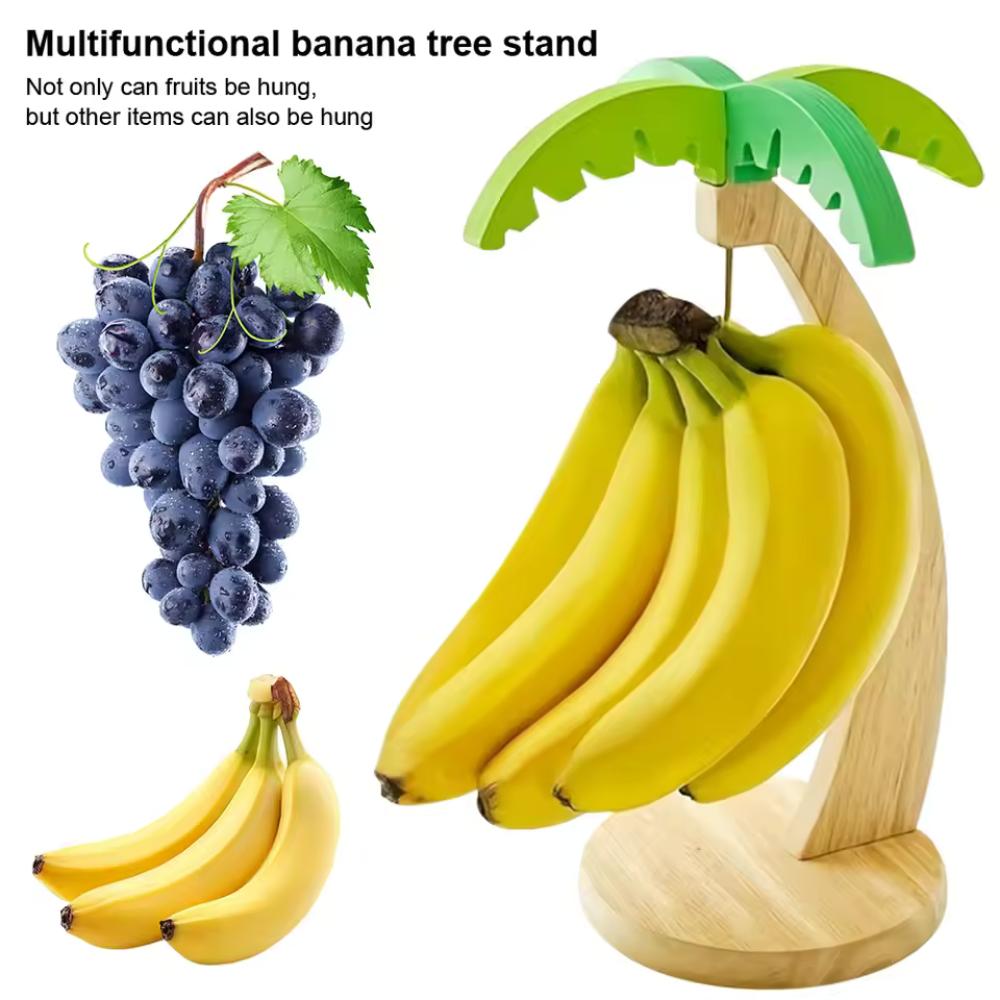 Modern Minimalist Wooden Banana Hanger Palm Tree Fruit Organizer Multi-Purpose Home Decor Kitchen Storage Rack Ins Trendy Gadget