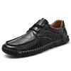 Spring 2024 Men's Casual Leather Lace-up Shoes - Soft Sole, Hand-stitched, Versatile, Large Size Driving Shoes