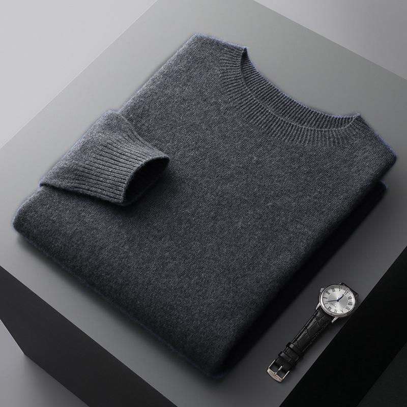 Men s 100% Pure Wool Loose Knit Round Neck Pullover Sweater, Plus Size Casual Wear. XXXL