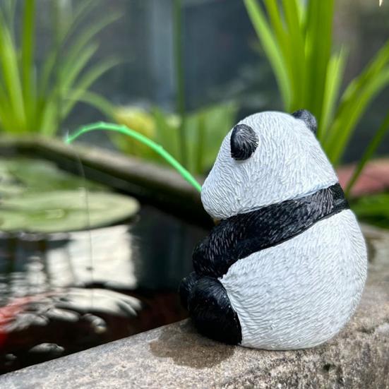 Fishing Cartoon Frog Figurine Resin Fishing Crocodile Panda Skeleton Statue Sculpture Outdoor Garden Pond Fish Tank Decoration Ornament