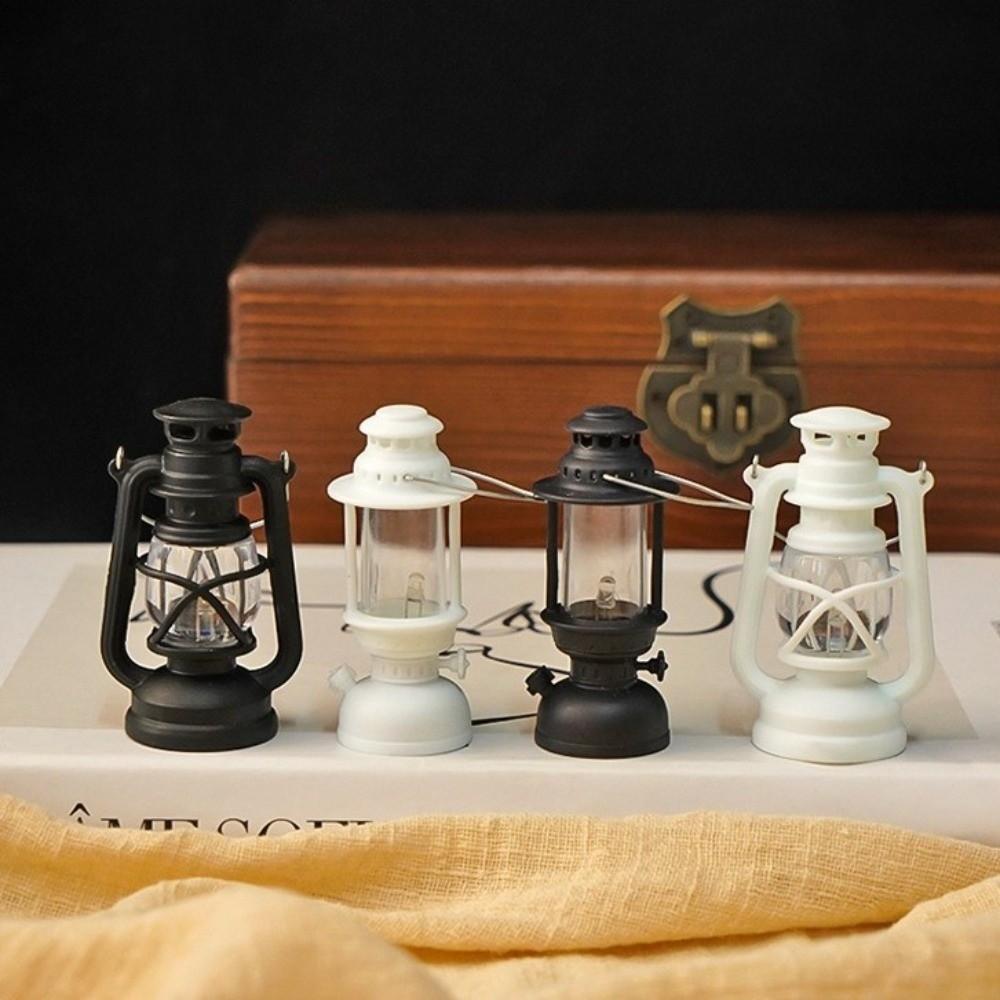 Plastic Retro LED Lantern Battery Powered Dollhouse Lantern Miniature LED Lantern Imaginative Play