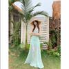 French Mint Green Lace Suspender Dress, New Summer Style, Elegant Waist-Cinching, Slimming, Seaside Resort Style A-Line Dress