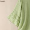 ZANZEA Blusa da Donna Casual Girocollo Monocolore con Volant Manica 3/4 Larga