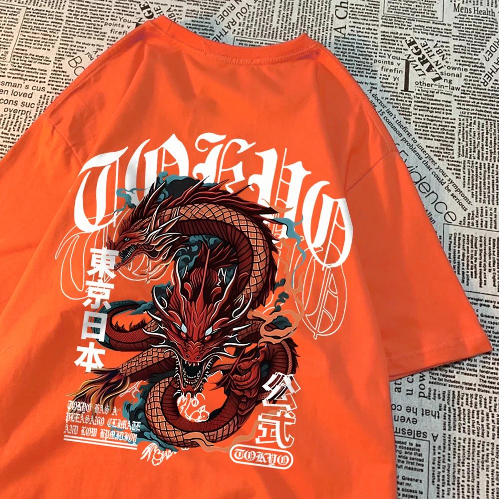 Pánské tričko v japonském stylu Tokyo Devil Dragon, bavlněné tričko s potiskem, vintage volné oblečení, osobité letní tričko pro ženy