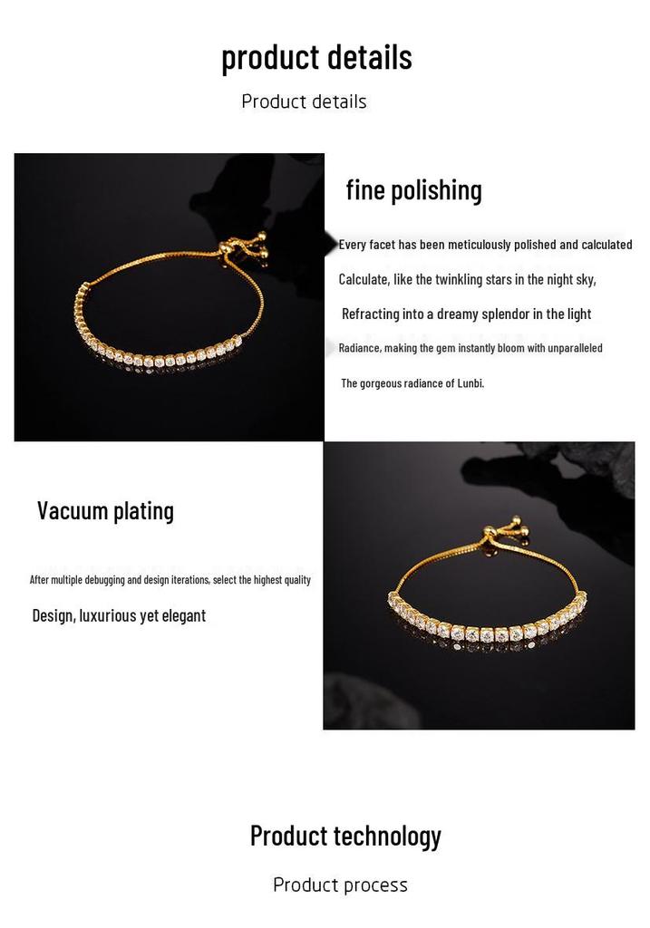 Trending Women's Moissanite Bracelet: Adjustable, Elegant Design, High-End Feel